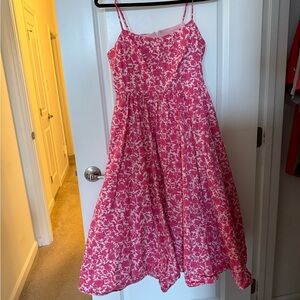 J. Crew Pink and White Floral Midi Dress